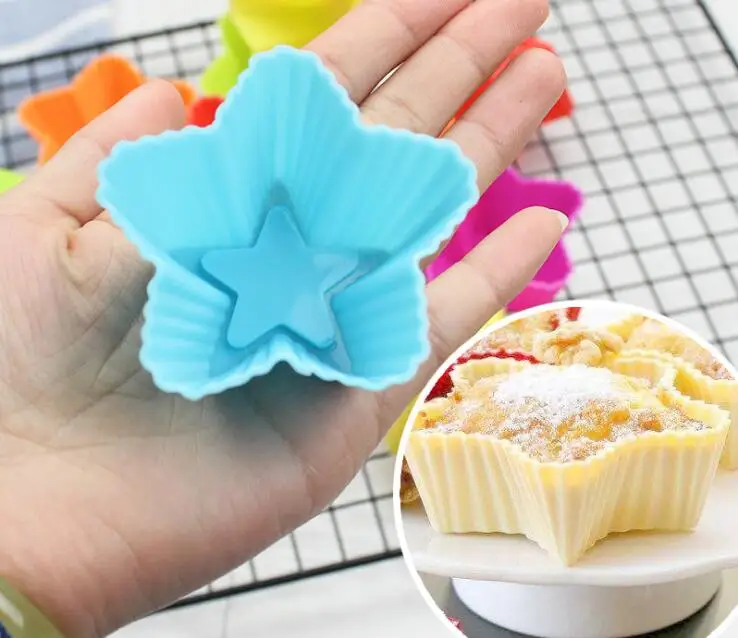 Star Shaped Set of 12 Pieces (1 dozen) Silicon Cake Baking Molds Jelly