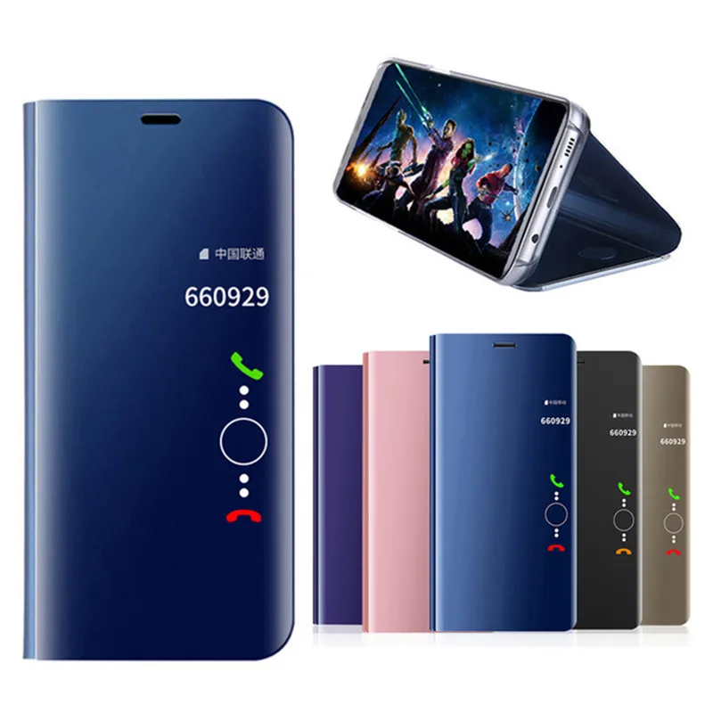 

For Huawei Y5 Y6 Y7 Y9 Prime 2018 Case Smart Mirror Clear View Cover For Honor 8 9 10 Lite 7A 7C Pro Flip Wallet PU Leather Case
