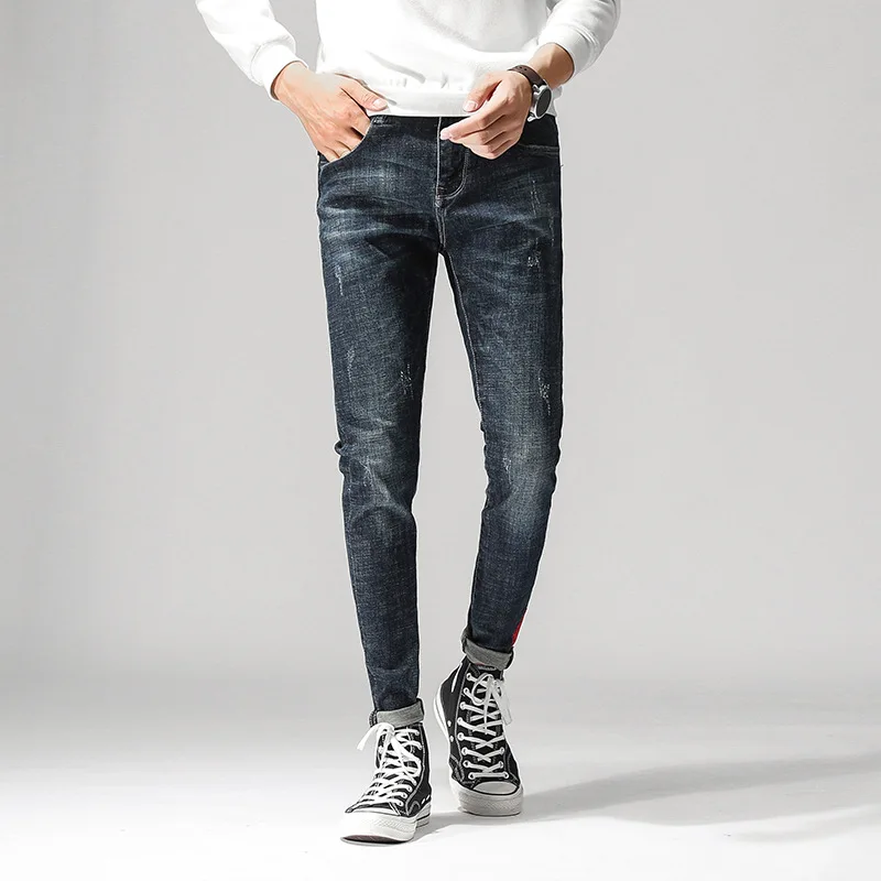 High Quality Fashion Jeans Men  Slim Racer Biker Jeans Fashion Hiphop Skinny Jeans Men