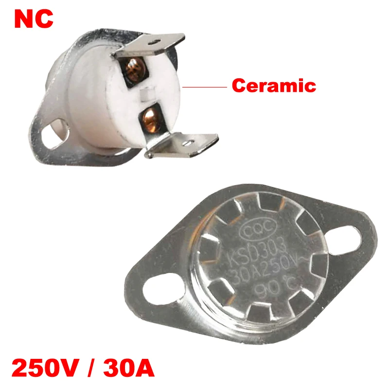 

1Pc 105 115 120 125 130 Degree 250V 30A KSD301 KSD303 Right Angle Ceramic Normal Closed NC Themostat Temperature Control Switch
