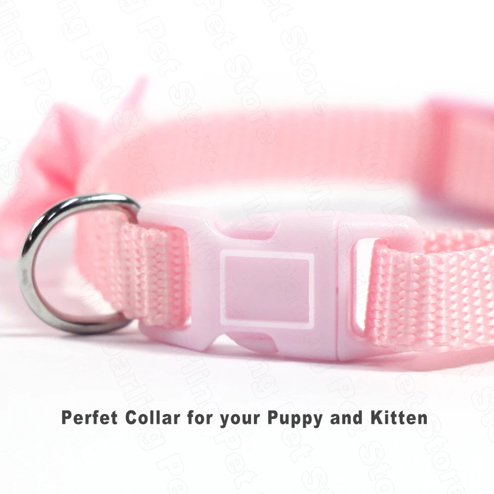 Adjustable Cat Collar for Small Dogs Necklace Pink Quick Release Nylon Collars Puppy Kitten Breakaway Bowknot Pet Collar MP0044
