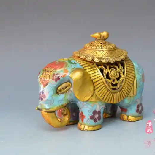 Chinese Antique Cloisonne Elephant Incense Burner