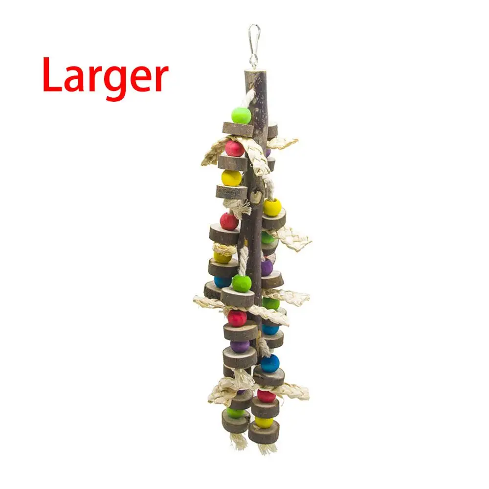 Natural Wood Bird Chewing Toys, Blocks Parrot Tearing Toys Best, for Finch,Budgie,Parakeets Love birds - Color: SIZE 2