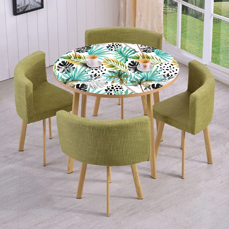

Free shipping Holiday Gift Self-Adhesive Tropical Plant Monstera Palm Pattern Round Floor Sticker Table Sticker Wall Sticker