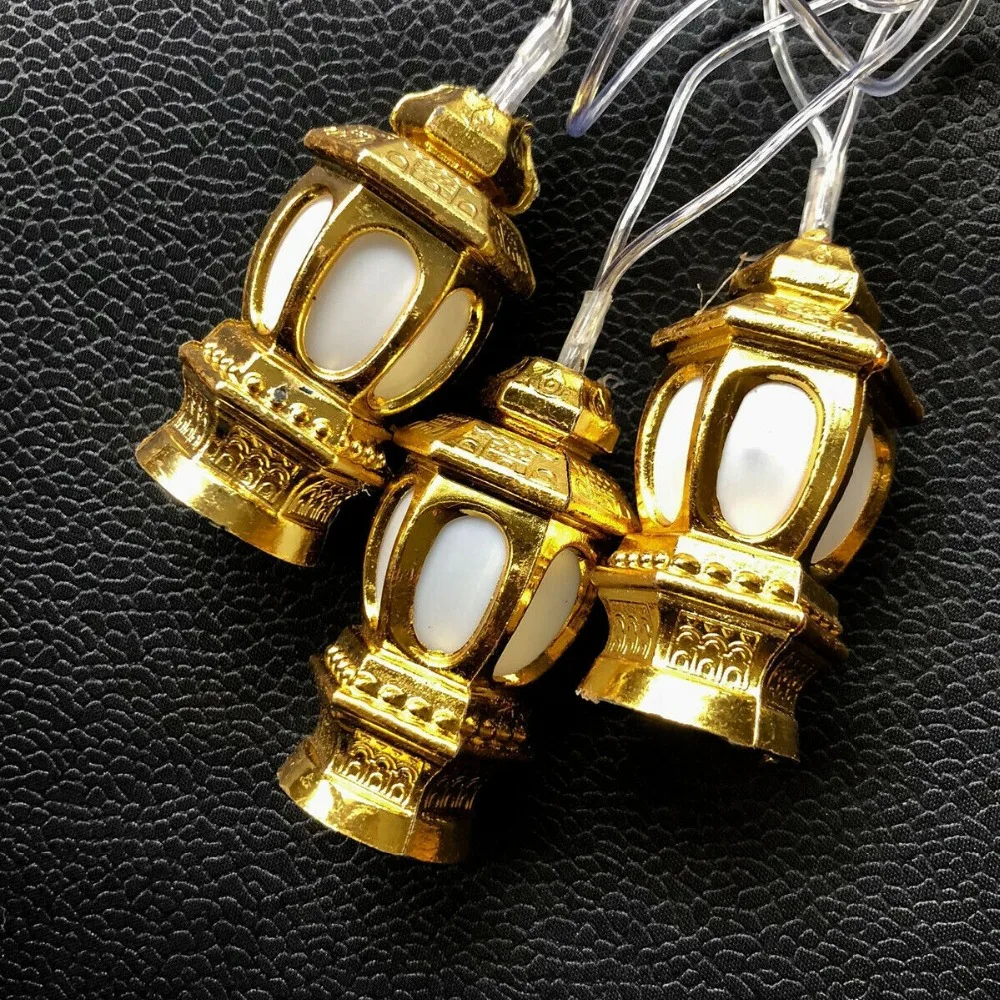 EID Ramadan Moon, вечерние, исламские, 10 светодиодный/20 светодиодный, 1,65 м, 3 м, фонарь, струнный светильник, цветная лампа, золотой, для дома, Fanoos, фонарь, батарея