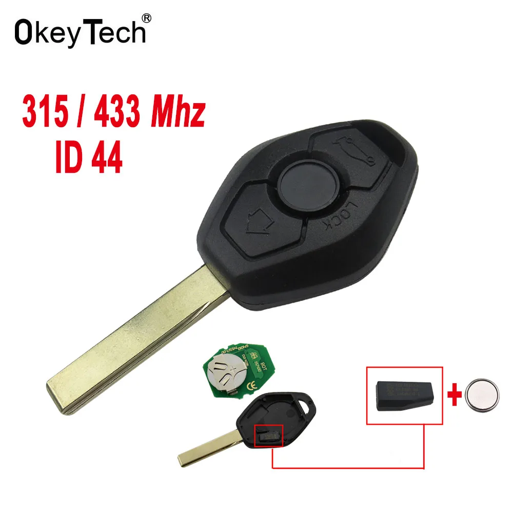OkeyTech 3 кнопки 315/433 МГц ID44 чип HU92 лезвие передатчик ключ для BMW дистанционный