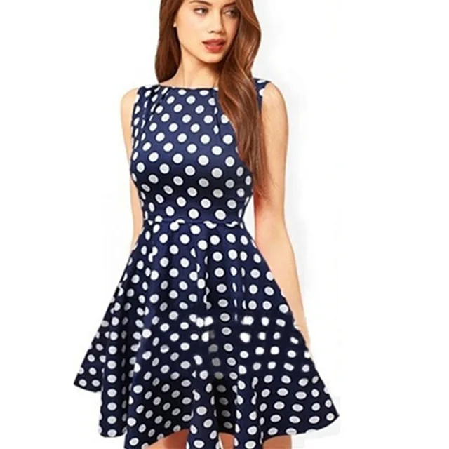 blue dress white spots