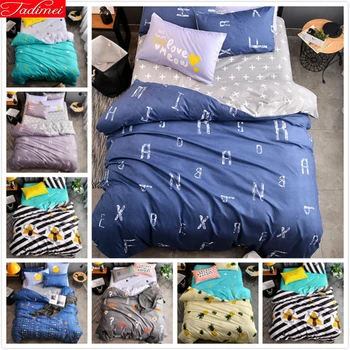 

Alphabet 26 English Letters Pattern Blue Grey AB Side Duvet Cover Beddling Set 3/4 pcs Bed Linen Child Cotton Queen King Size 2m