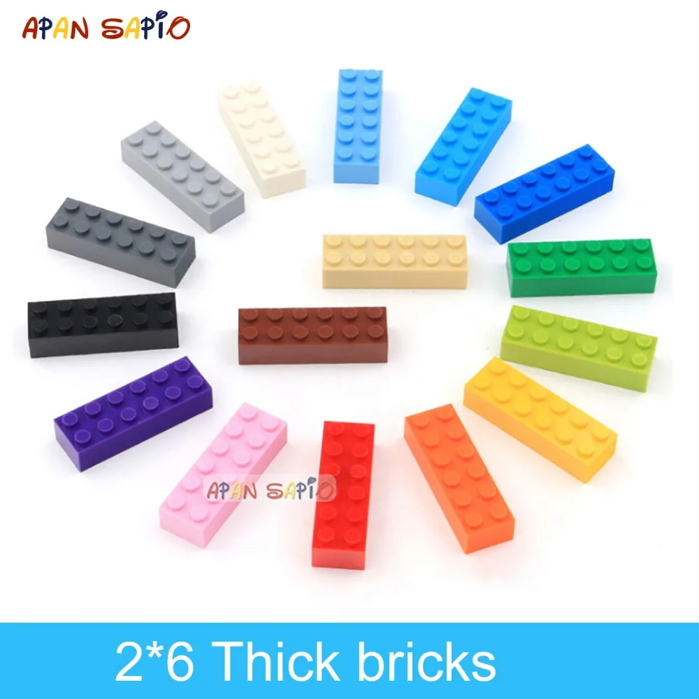 20pcs DIY Building Blocks Thick Figures Bricks 2x6 Dots Educational Creative Size Compatible With 2456 Plastic Toys for Children 60pcs diy building blocks thick wall figures bricks 1x3 dots educational creative toys for children size compatible with brands