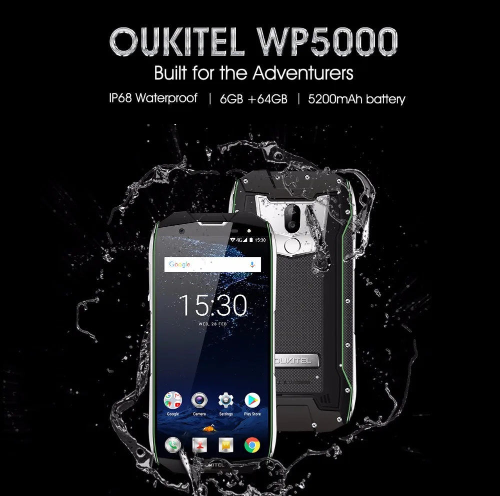 Oukitel WP5000 IP68 Водонепроницаемый 5,7 ''18:9 Helio P25 Восьмиядерный 16MP 4G LTE смартфон 6 ГБ ОЗУ 64 Гб ПЗУ отпечаток пальца мобильный телефон