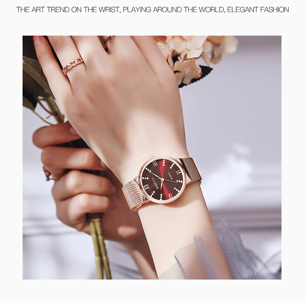 GIMTO верхней полосы Роскошные Для женщин часы Водонепроницаемый наручные часы со стразами Нержавеющая сталь дамы часы relogio feminino