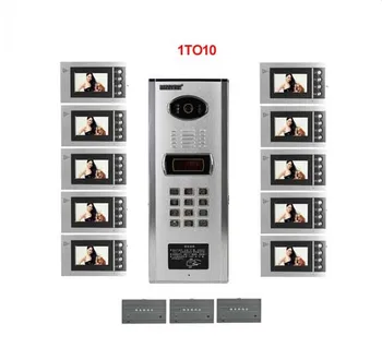 

Top quality building Home security Video Intercom System 4.3" LCD Video Door Phone IR Video Doorbell For 10-Apartments