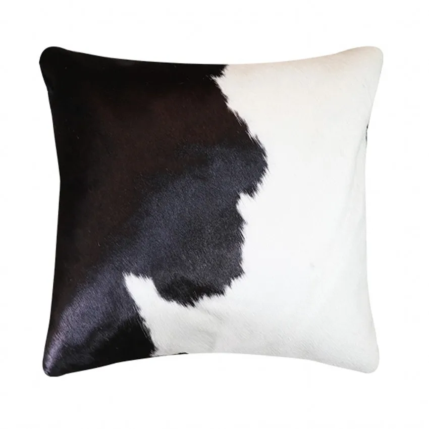 Natural black and white cowhide skin fur pillow throw for furniture