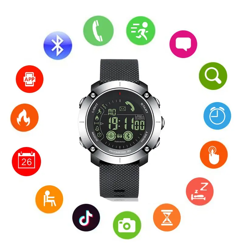 

HATOSTEPED Bluetooth Smart Watch Outdoor Sports Waterproof Camera Fitness Tracker Phone Reminds Wristwatch For Android IOS Phone