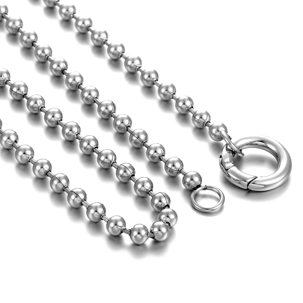 

Mesinya 10 pcs woman's 316L Stainless steel 32'' 4mm width Ball Beads spring clasp chain necklace