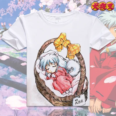 Аниме унисекс Топы Тройник Inuyasha футболка аниме Sesshoumaru короткий рукав Футболка Moneca Stori дышащие мужские и женские футболки