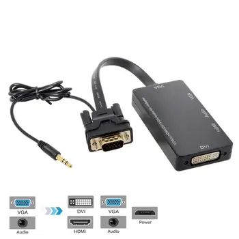 

VGA input desktop graphics notebook reverse VGA HDMI DVI sound card audio 4-in-1 patch cord Tracking + shipping