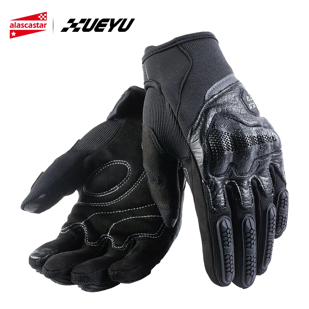 SATHIND Leather Motorcycle Gloves For Men And Women | Touchscreen | Full Finger | Goatskin Perforated Hard Knuckle Motorcycle Riding