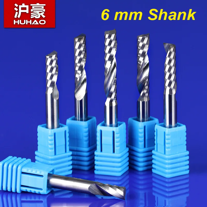 

2Pcs SHANK 6mm CEL 62mm one Flute End Mill Cutter Spiral Bit Router Tool MDF carving frezer 1LX662