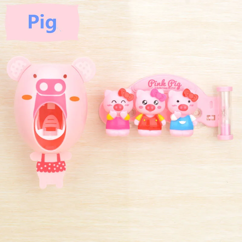 LIYIMENG الكرتون متعدد الوظائف حامل فرشاة الأسنان تخزين Orgainzer مربع ملحقات الحمام شفط السنانير فرشاة أسنان حامل