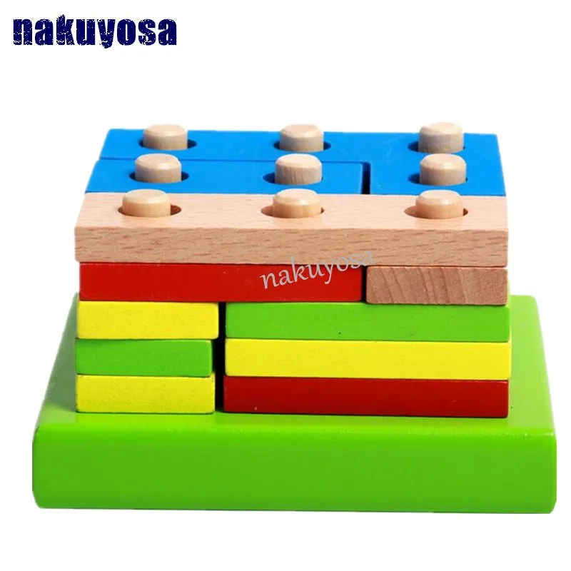 Монтессори детские игрушки классические деревянные игрушки оптом, интеллект блоки в сочетании Геометрия Форма соответствия, развивающие