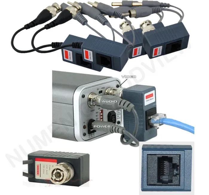Горячие UTP CCTV BNC Видео Balun power Пассивный Rj45 POE Power видео аудио 3 в 1 трансивера системы
