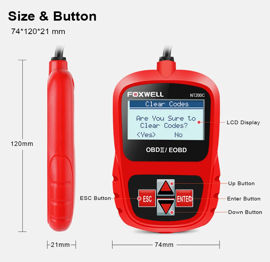 FOXWELL NT200C OBD2 OBDII Автомобильный сканер Код двигателя считыватель сенсор замораживание рамки OBD 2 автомобиля диагностический инструмент лучше, чем ELM327