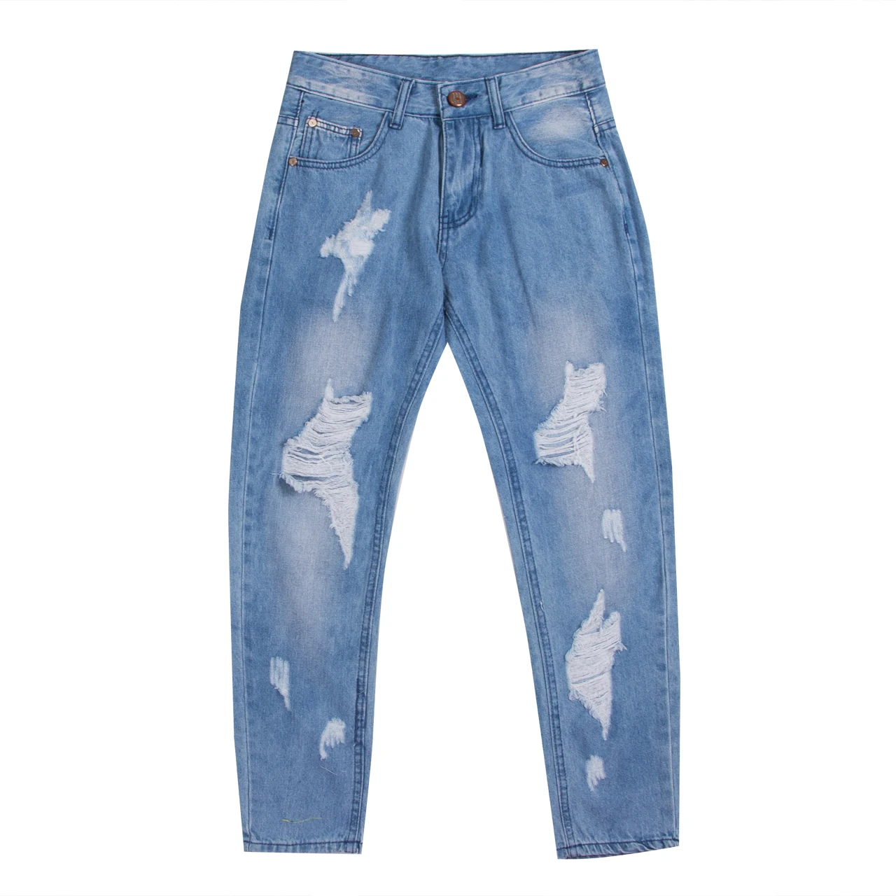 Mens Ripped Slimfit Skinny Jeans Stretch Denim Distress Frayed Biker