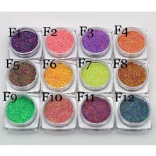 12boxes/set 2g/box Nail Art Sugar Glitter Dust Powder 3D Pigments Sequins Polish Gel Girl Color Dazzling Nail DIY Pearl Tips