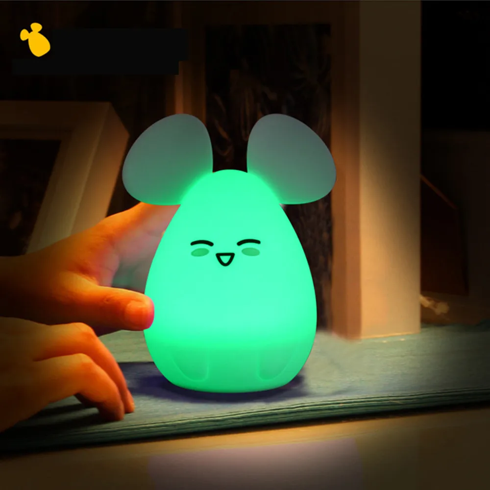 SuperNight Cute Cartoon Cat Mice LED Night Light Touch Sensor Colorful Silicone Bedside Table Lamp for Children Kids Baby Gift (8)