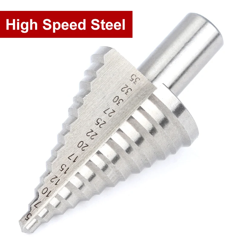 5-35mm HSS Step Drill Bit 13 Steps Round Shank Straight Flute Step Drill Rotary Tool Essential Pagoda Drill Hardware Tool 5-35mm HSS Step Drill Bit 13 Steps Round Shank Straight Flute Step Drill Rotary Tool Essential Pagoda Drill Hardware Tool