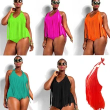 Новинка; Лидер продаж; XL-4XL плюс Размеры Для женщин жира сексуальный купальник с однотонным большим Ленточки Одна деталь шею, купальник, пуш-ап, ремешки, уздечка ванный комплект