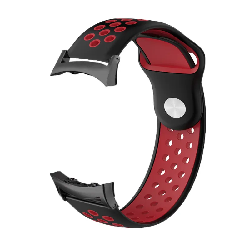 Для samsung Шестерни Fit2 ремни/Шестерни Fit 2 Pro ремешок силиконовый smart watch sport band ouble цвет мягкий дышать ремень с адаптером селфи-Стик - Цвет: black red