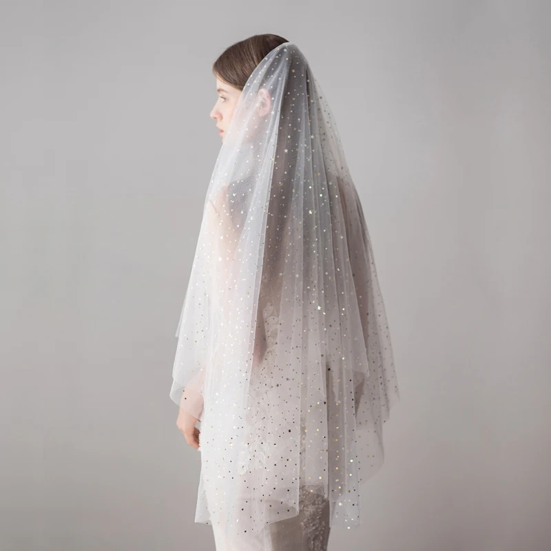 

SLBRIDAL Two-Layer Wedding Veils With Combs Ivory Bridal Veils Wedding Wear Accessories For Bride Mariage Women