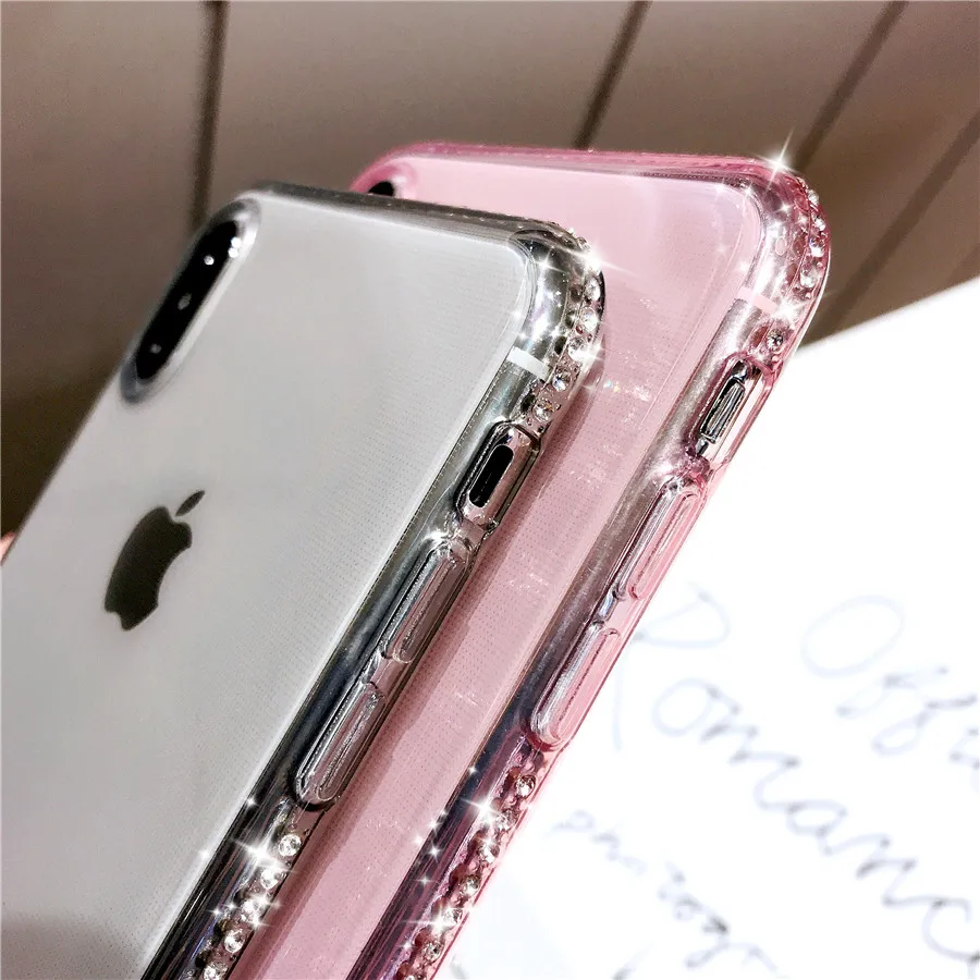 

Diamond Bling Transparent Phone Cover for iPhone 6 6S 8 7 Plus Clear Cover Case iPhone X XR XS Max 5 5s SE Soft Silicone TPU