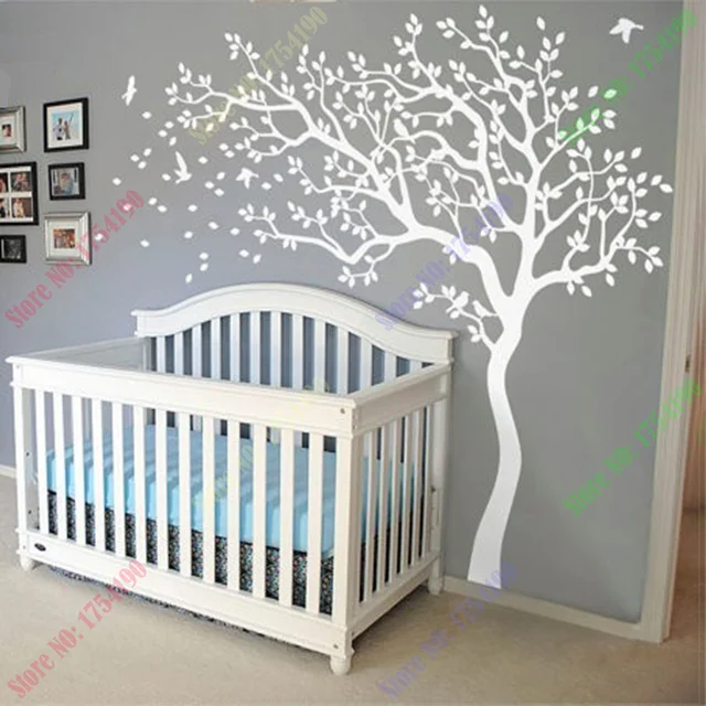 Huge White Tree Wall Decal Nursery And Birds Art Baby Kids Huge White Tree Wall Decal Nursery And Birds Art Baby Kids Room Sticker
