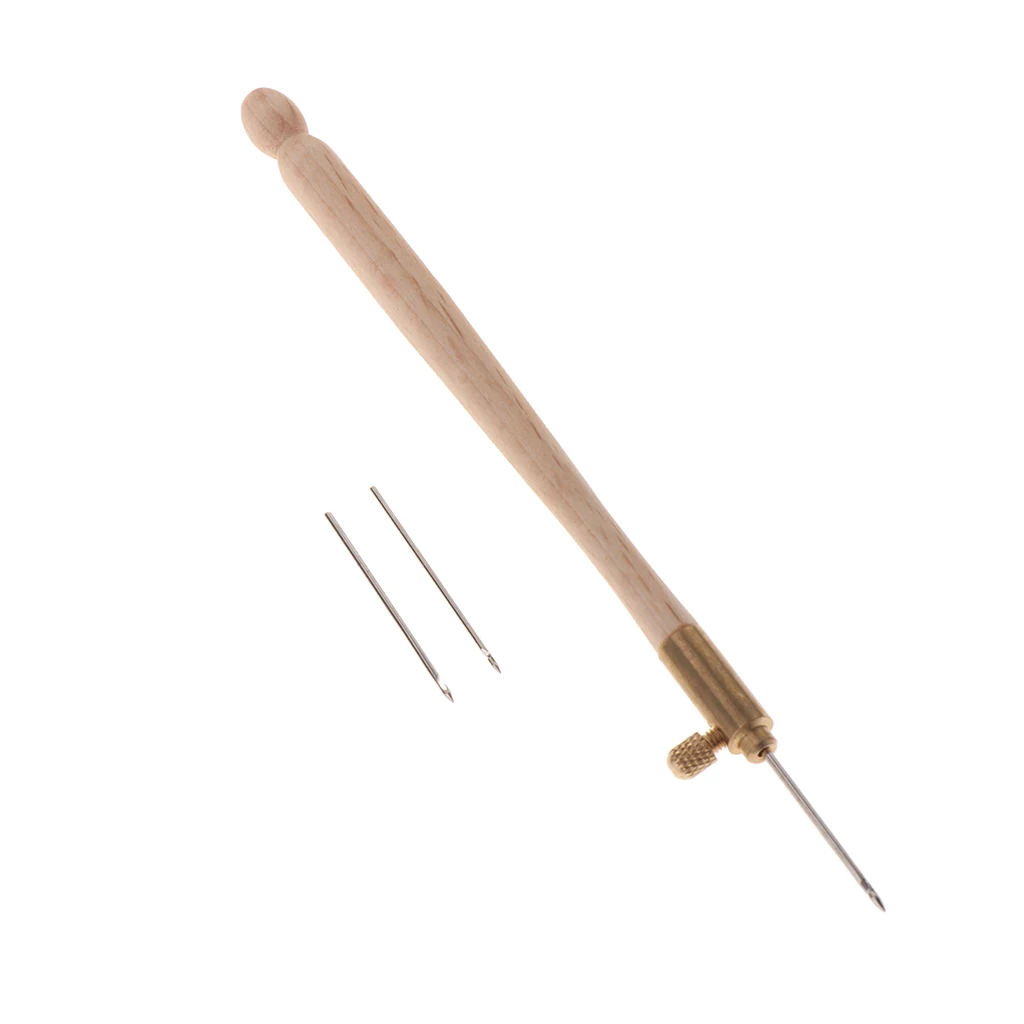1Pcs Wood Handle Tambour Hook with 3 Needles 0.7mm 1.0mm 1.2mm Crochet Embroidery Beading Stitching Set