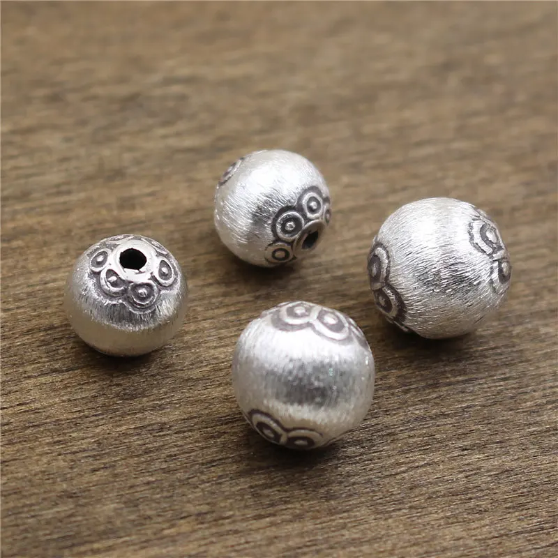 

Handcrafted Thai 925 Silver Beads Thailand Sterling Silver Flower Beads Vintage Pure Silver Jewelry Finding Beads DIY Bracelet