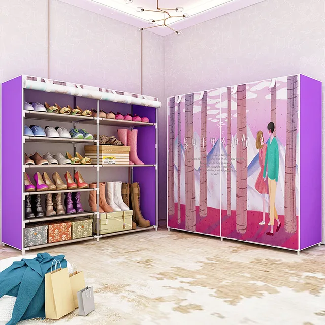 Cheap Boots storage shoes cabinet fashion painting Non-woven fabric shoe rack organizer removable shoe storage for home furniture Cheap Boots storage shoes cabinet fashion painting Non-woven fabric shoe rack organizer removable shoe storage for home furniture