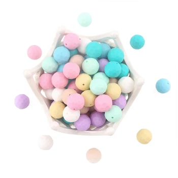 

CHEWELRY Silicone Teether Colorful 20pcs 15mm Multi-faceted Beads DIY Teething Necklace Made Chew Silicone Beads Baby Teether