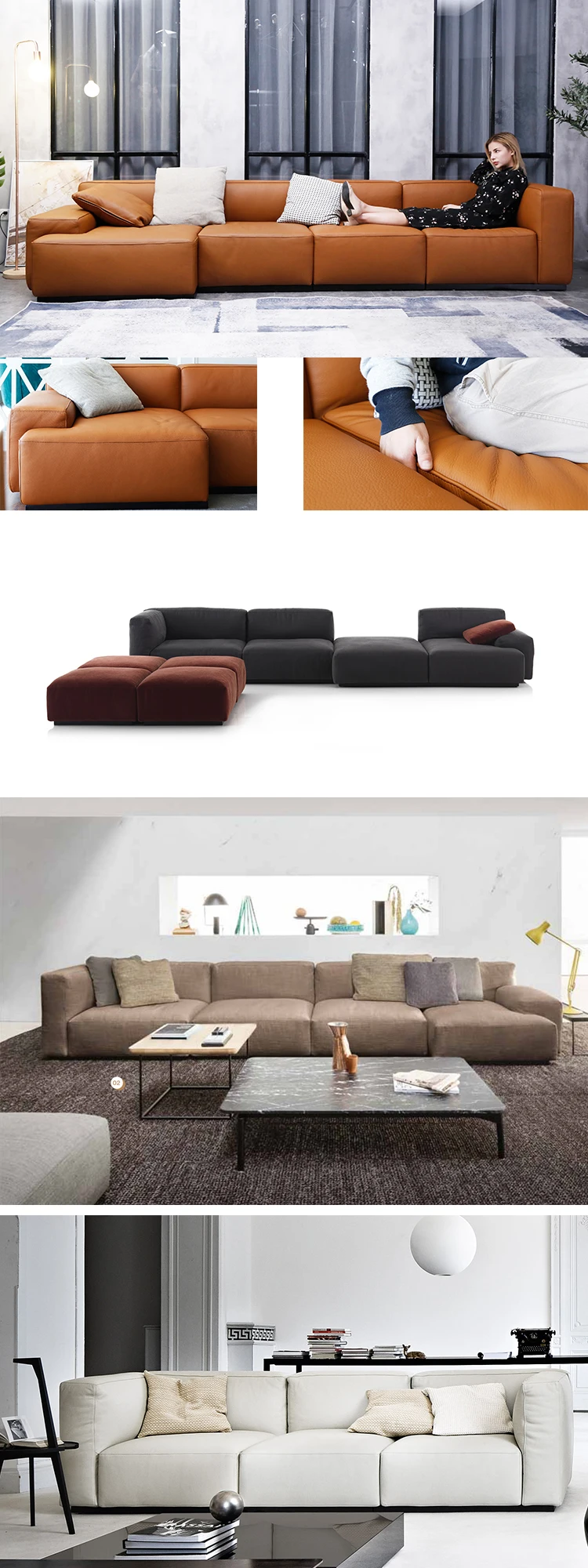 L форма новая модель дизайна для гостиной секционный кожаный диван набор