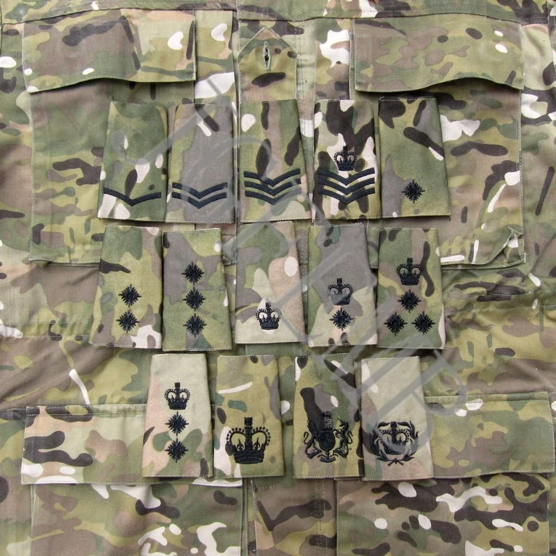 

British Army Embroidery Multicam MTP Black Rank Slides Morale Military Tactics Patch Badges