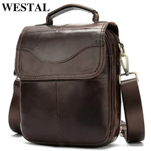 WESTAL Мужская сумка из натуральной кожи, сумка через плечо для мужчин, кожаная модная Маленькая мужская сумка с клапаном, сумки через плечо, 8558