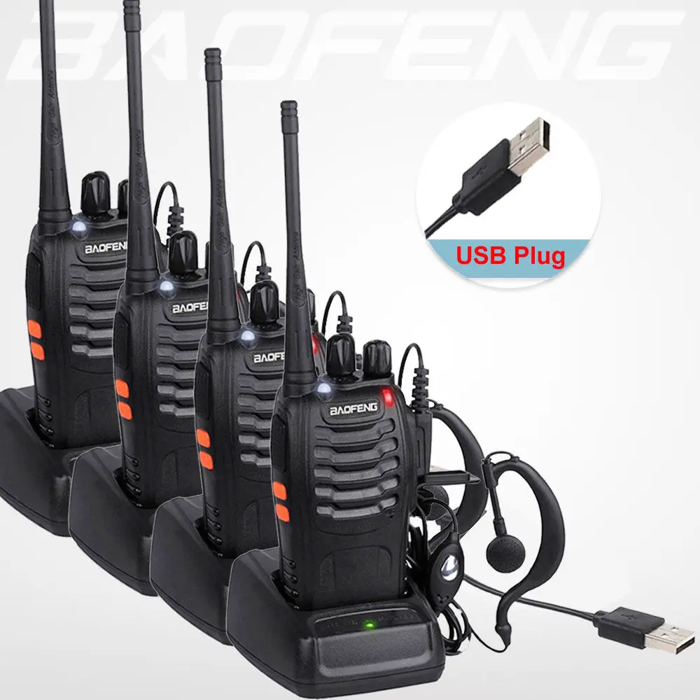 Рация BaoFeng с 4 шт./лот USB адаптер для зарядки телефон UHF 400 470 МГц 2 полосная