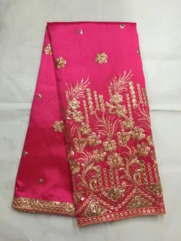 

African George Lace Fabric With Sequin Lace Nigerian George Wrapper High Quality African George Fabric For Dress 5yd red gold