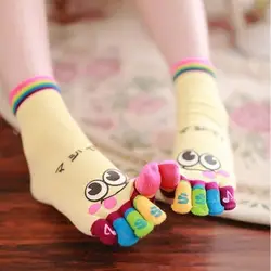 2018 новые модные хлопковые носки с милым смайликом и пятью пальцами, хлопковые носки с пятью пальцами, носки-башмачки