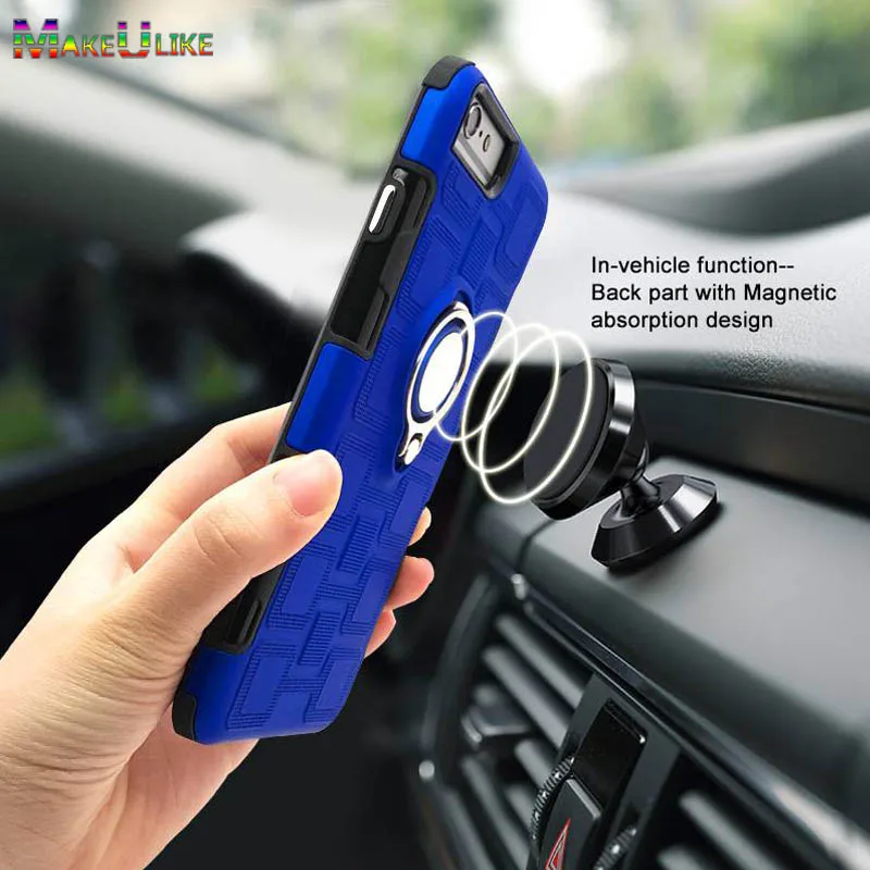 

MAKEULIKE Ring Back Case for iPhone 7 8 Plus Cover TPU Armor Phone Bags Case For Apple iPhone 7/8 Plus Fundas