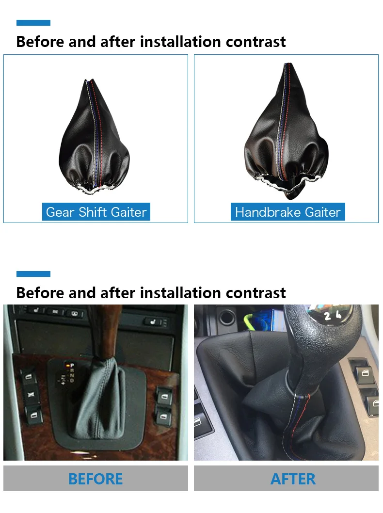 PU Leather Car Gear Shift Lever Collar Boot Covers Handbrake Gaiter for BMW 3 Series E36 E46 M3 E30 E34 Z3 Accessories  (2)