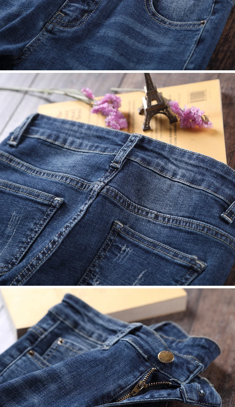 Сезон: весна–лето Женская одежда Для женщин Мода Высокая Талия Зауженные джинсы женский мыть Повседневное узкие стрейч расклешённые