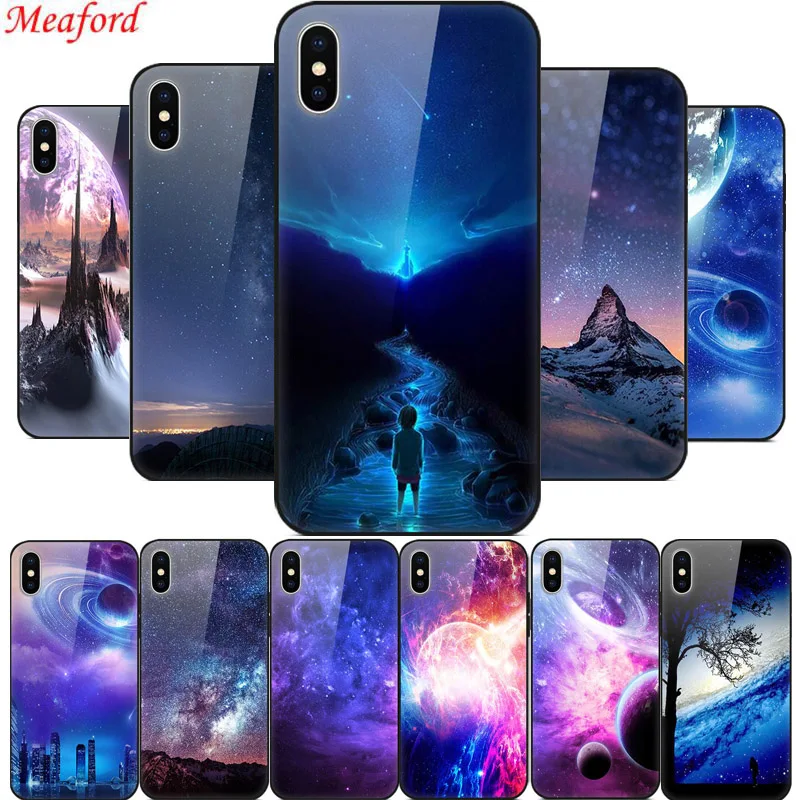 

Luxury Glass Case For iPhone 6s 6 s 7 8 Plus Case Tempered Glass Back Cover For iPhone XS MAX XR X S Case TPU Frame Coque Funda